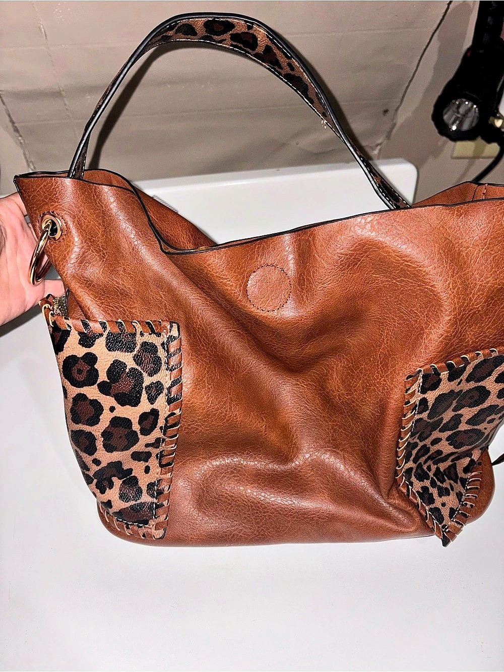 Angelkiss Brown Leopard Print Hobo Bag